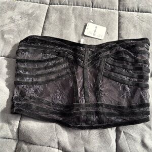 Free People Black Lace Strapless Top